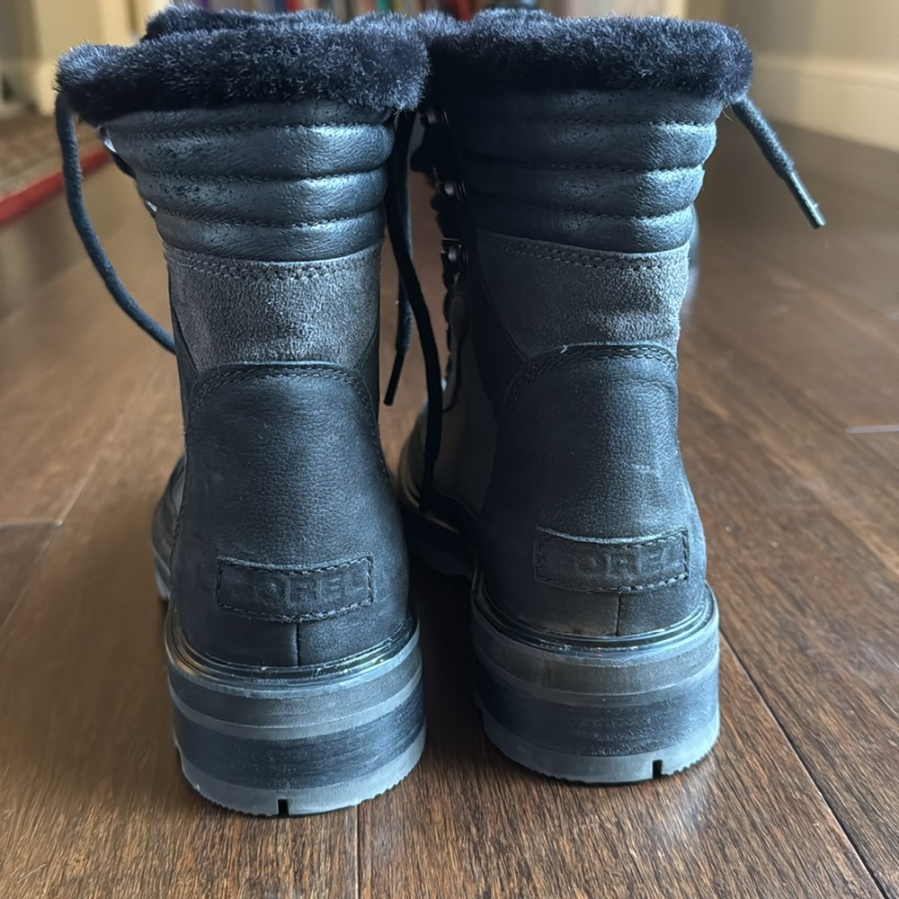 Sorel Lennox Waterproof Leather & Suede Boots Black | Women’s Size 6 - Picture 6 of 10
